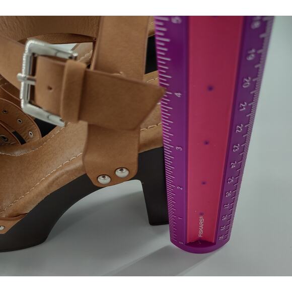 C Comfort Womens Sandals size 7M Brown Studded Open Toe Chunky Heel Ankle Strap - Picture 3 of 9